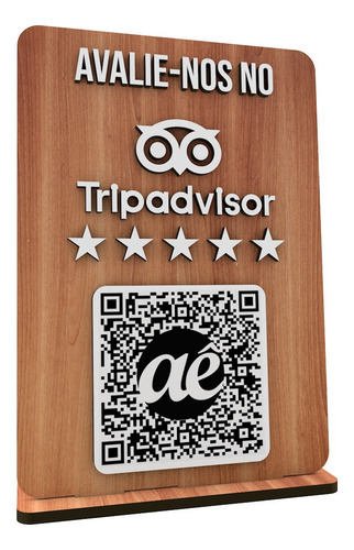 Placa Trip Advisor Qr Code Avaliação Turismo 5 Estrelas Mdf 