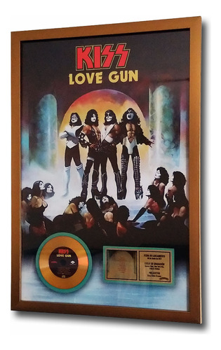 Cuadro Decorativo Kiss Love Gun Disco Cd Estilo Oro