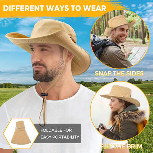 Sombrero De Sol Para Hombre De Ala Ancha, Transpirable, Upf5