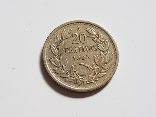 Moneda Chile 1923 20 Centavos Coleccion Peso Chileno