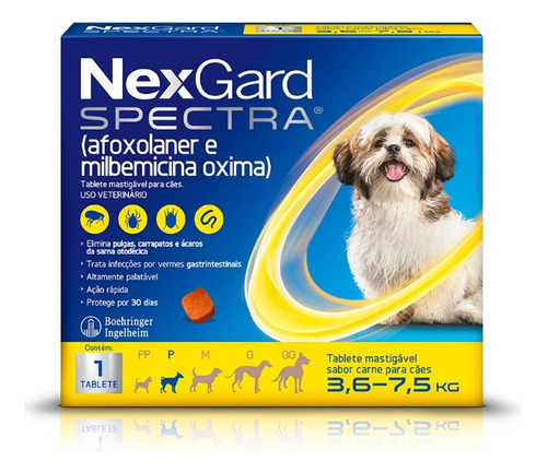 Nexgard Spectra Antipulgas E Carrapatos Cães De 3,6 A 7,5kg