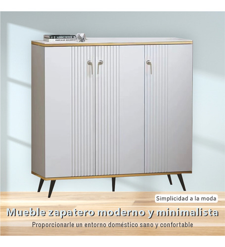 Zapatero Blanco 3 Puertas Estilo Moderno Sólido Minimalista