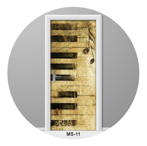 Imagem 1 de 7 de Adesivo Para Porta Música Piano Teclado Notas Musicais Ms-11