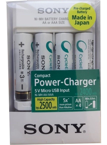 Pilha Recarregavel Sony Aa 2500 Mah Com 4 Unidades Original