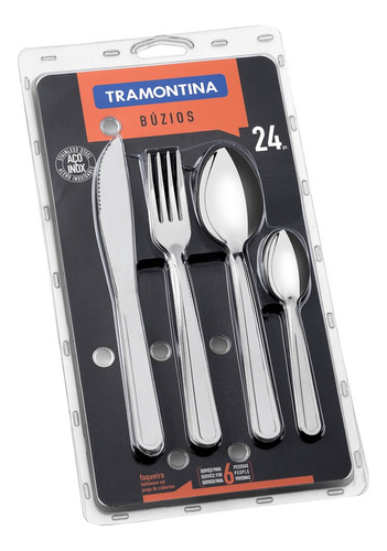 Set De Cubiertos X24 Piezas Tramontina Juego Acero Inox 