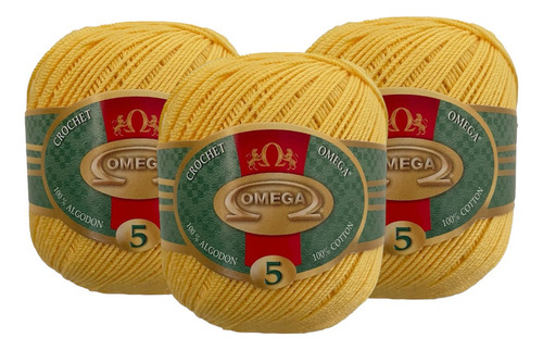 Hilo Crochet Omega No 5. 150 Gramos Color Amarillo