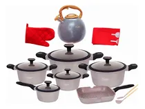 Comprar Juego De Ollas Valeska Con Tetera 12 Pcs Antiadherente