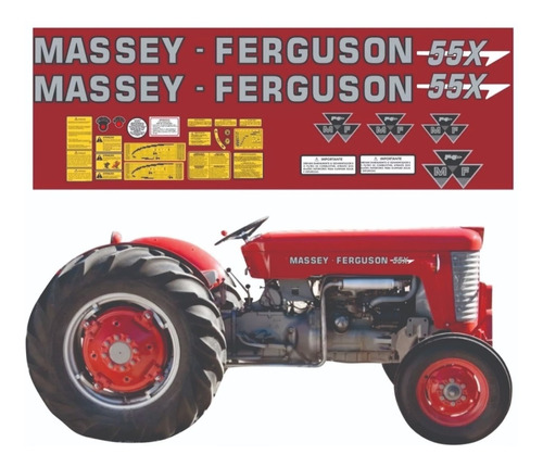 Decalque Faixa Adesiva Trator Massey Ferguson 55 X