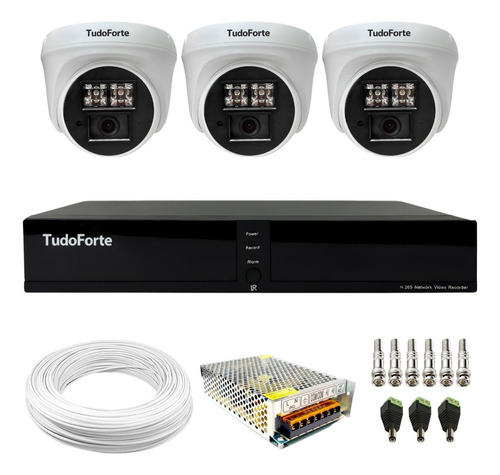 Kit 3 Câmeras De Segurança Full Hd Dome 1080p Dvr 4 Canais