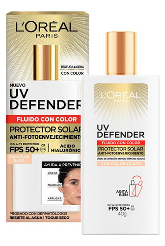 Protector Solar Loreal Fps50+ Uv Defender Fluido Color Claro