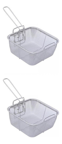 2 Cestas Para Freidora De Acero Inoxidable, Soporte Cuadrado