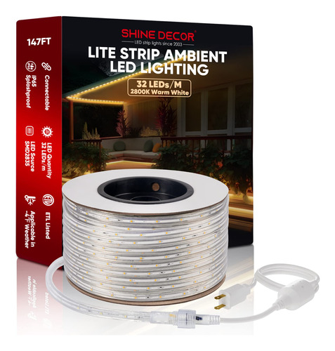 Shine Decor Tira De Luces Led Lite De 2800 K, Color Blanco C