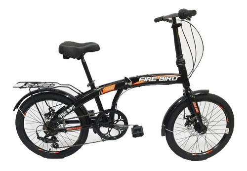 Bicicleta paseo plegable Fire Bird Urbana Curve   R20 6v frenos de disco mecánico cambios Shimano color negro/naranja  