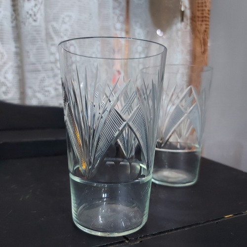 Imagem 2 de 6 de Copo Cristal 2 Unidades Suco Lapidado A Mão 250ml Antigo