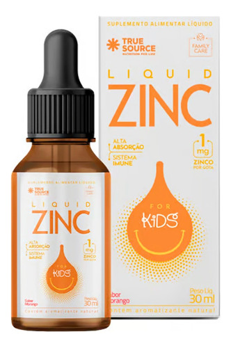 Family Care Zinc Zinco Líquido 30ml - True Source Sabor Morango