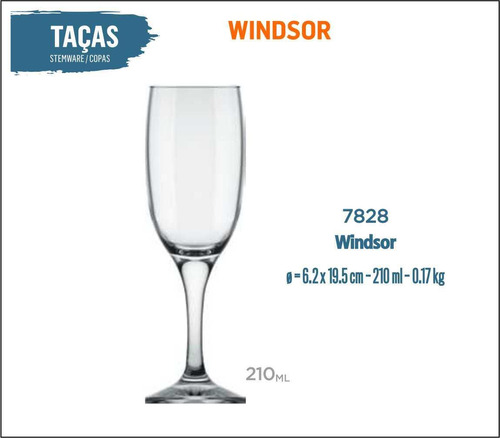 06 Taça Windsor 210ml - Champanhe Espumante Frisante
