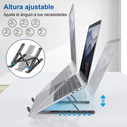 Soporte para Laptop, Base Refrigerante Computadora Ajustable con Múltiples Ángulos, Soporte Laptop Portátil y Plegable, Base Ergonomico para Laptop y Tabletas