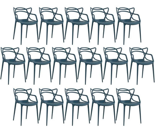 Kit  16 X Cadeiras Allegra Cozinha Jantar Restaurante Cor da estrutura da cadeira Azul-petróleo