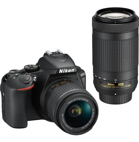  Nikon Kit D5600 + lente AF-P DX 18-55mm VR + lente AF-P DX 70-300mm DSLR color  negro 
