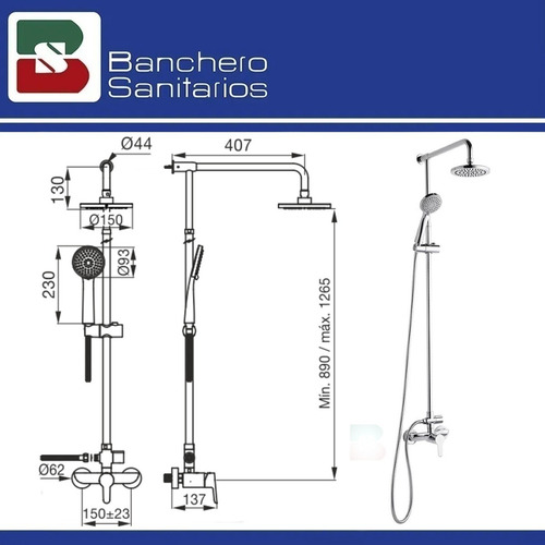 Grifería Fv Puelo Para Bañera Ducha Exterior C/barral 312/b5