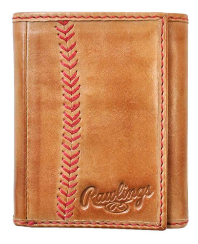 Billetera De Cuero Rawlings Con Diseño De Béisbol Y Color Be