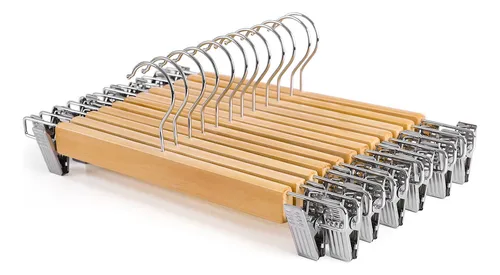 Paquete De 12 Perchas De Madera Para Pantalones Songmics Con