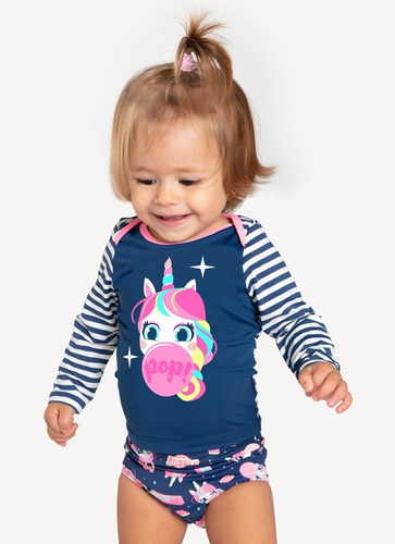 Conjunto Camiseta E Tapa Fralda Baby Unicornio