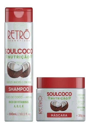 Retrô Cosméticos Soul Coco Shampoo 300ml + Máscara 300g