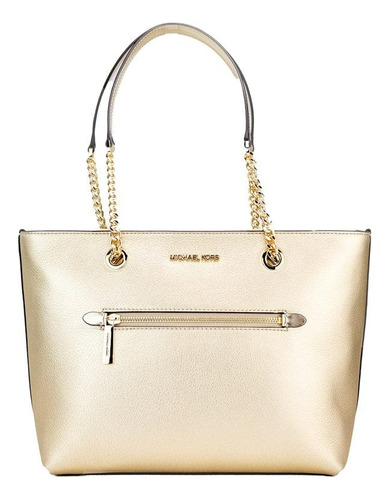 Cartera Tote Michael Kors Jet Set Chain Dorado Cod. 8504 Color De La Correa De Hombro Dorada Diseño De La Tela Liso