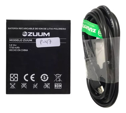 Combo Cable Micro Usb + Bateria 1750ma Para Zuum P47 Sminvo