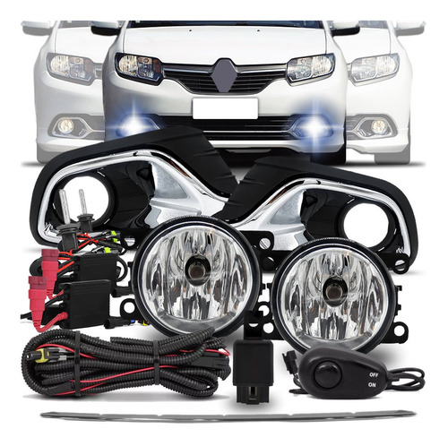 Kit Farol Milha Logan 2015 16 17 18 +friso Central+xenon 8k