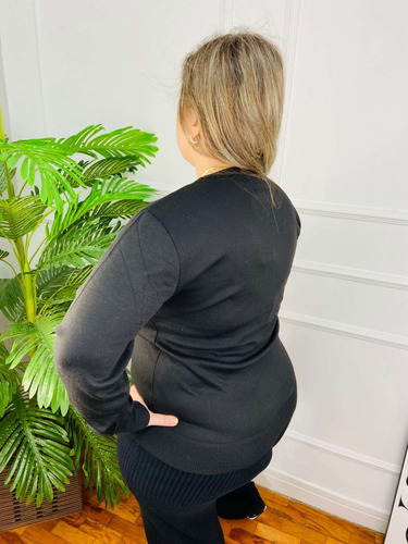 Imagem 3 de 4 de Blusa Suéter Feminino Gola V Trico - Plus Size - G1 G2 G3
