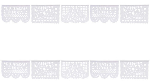 Guia Papel Picado Boda Decoracion Blanco 4m Mylin 3pz