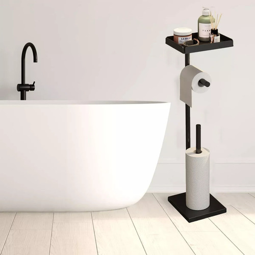 Porta Papel Higiénico Inoxidable Pedestal Con Bandeja 73 Cm