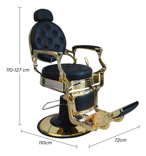 Sillón Barbero Peluquería Hidráulico Vintage Gold Vanlig ® Color Dorado Forma De La Base Redonda Tipo De Respaldo Reclinable