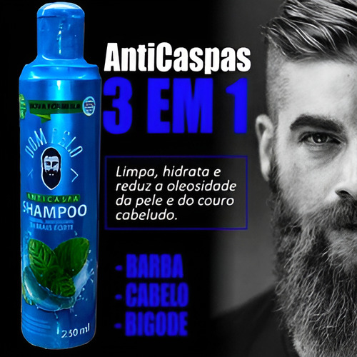 Shampoo Anticaspas 3 Em 1 Dom Pelo Barba, Cabelo E Bigode