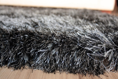 Alfombra Tapete Negro Gris Y Brillos 120 X 170cms Mitapete