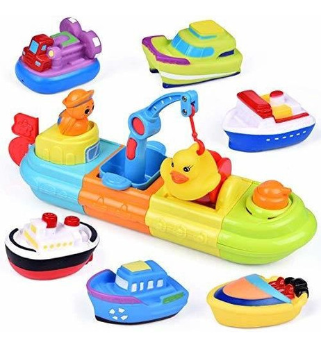 Juguetes   De Baño Para Bebés, 7 Barcos De  Incluyen Fr80jb