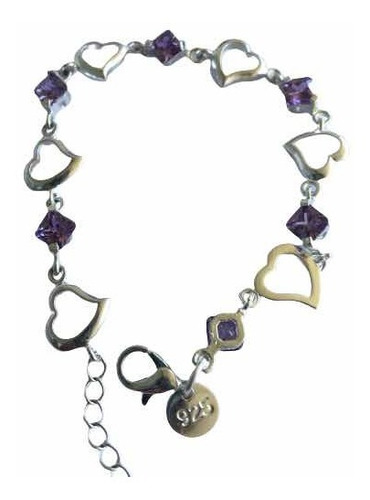 Pulsera Para Dama O  Niña Con Corazones Y Circones 