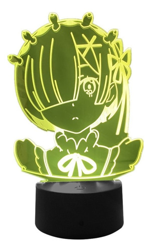 Anime Rem Re Cero Figura Luz Noche Led Touch