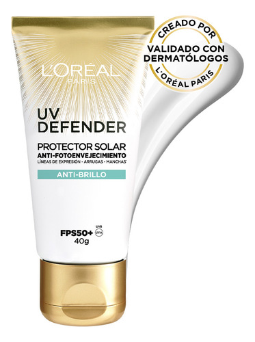 Protector Solar L'oréal Paris Anti Brillo Fps50 Uv Defender