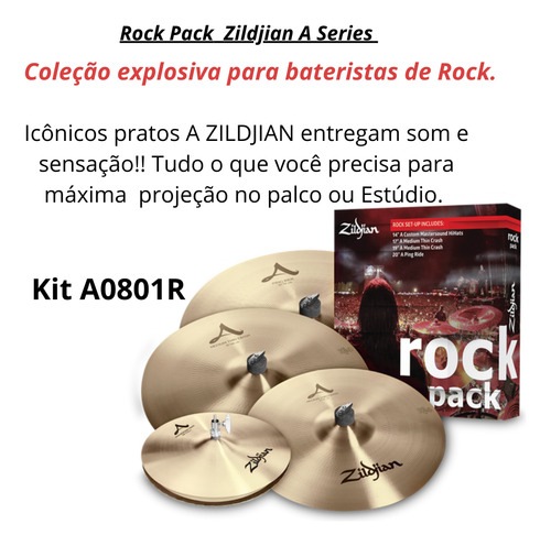 Kit De Pratos Zildjian A Series Rock Pack 14 17 19 20 A0801r