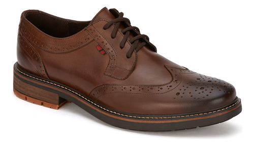 Zapato De Piel Andrea Men Con Perforaciones Para Hombre Café