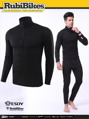 Imagen 2 de 6 de Equipo Segunda Piel Abrigo Para Motociclista Calza Y Remera