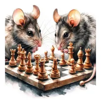 Comprar Vinilo 60x60cm Raton Ajedrez Juego Chess Dibujo Play M4