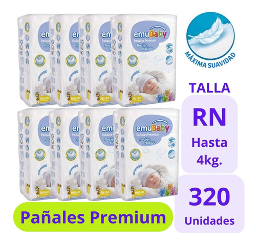 Emubaby Pañal Premium Talla Rn 8x40uds