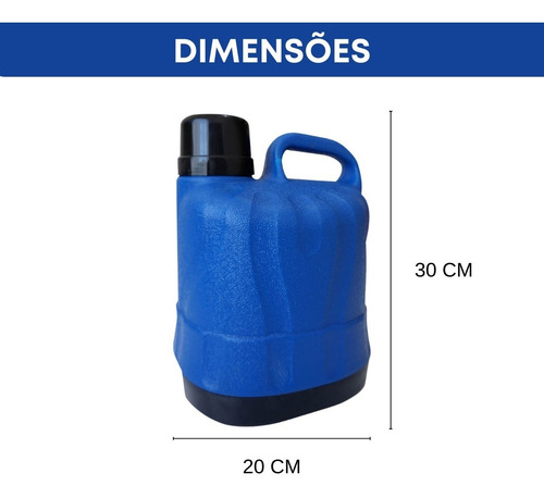 Garrafão Termico 5 Litros Azul Quente E Frio Resistente Cor Única
