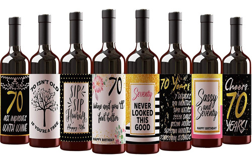 Etiquetas Adhesivas Botellas De Vino De 70 Cumpleaños ...