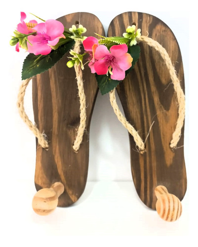 Par De Cabide Chinelo Decoração Cabideiro Pinus Artesanal