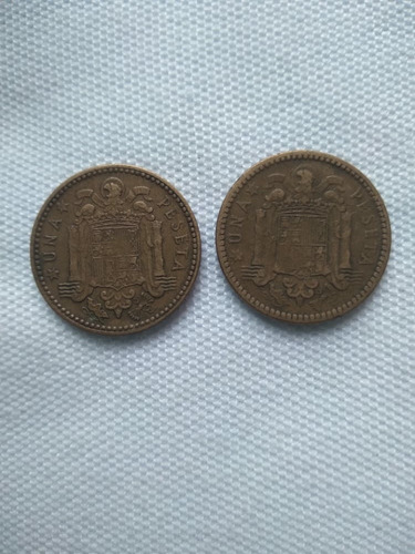 2 Monedas De Una Peseta 1947 (Usado)